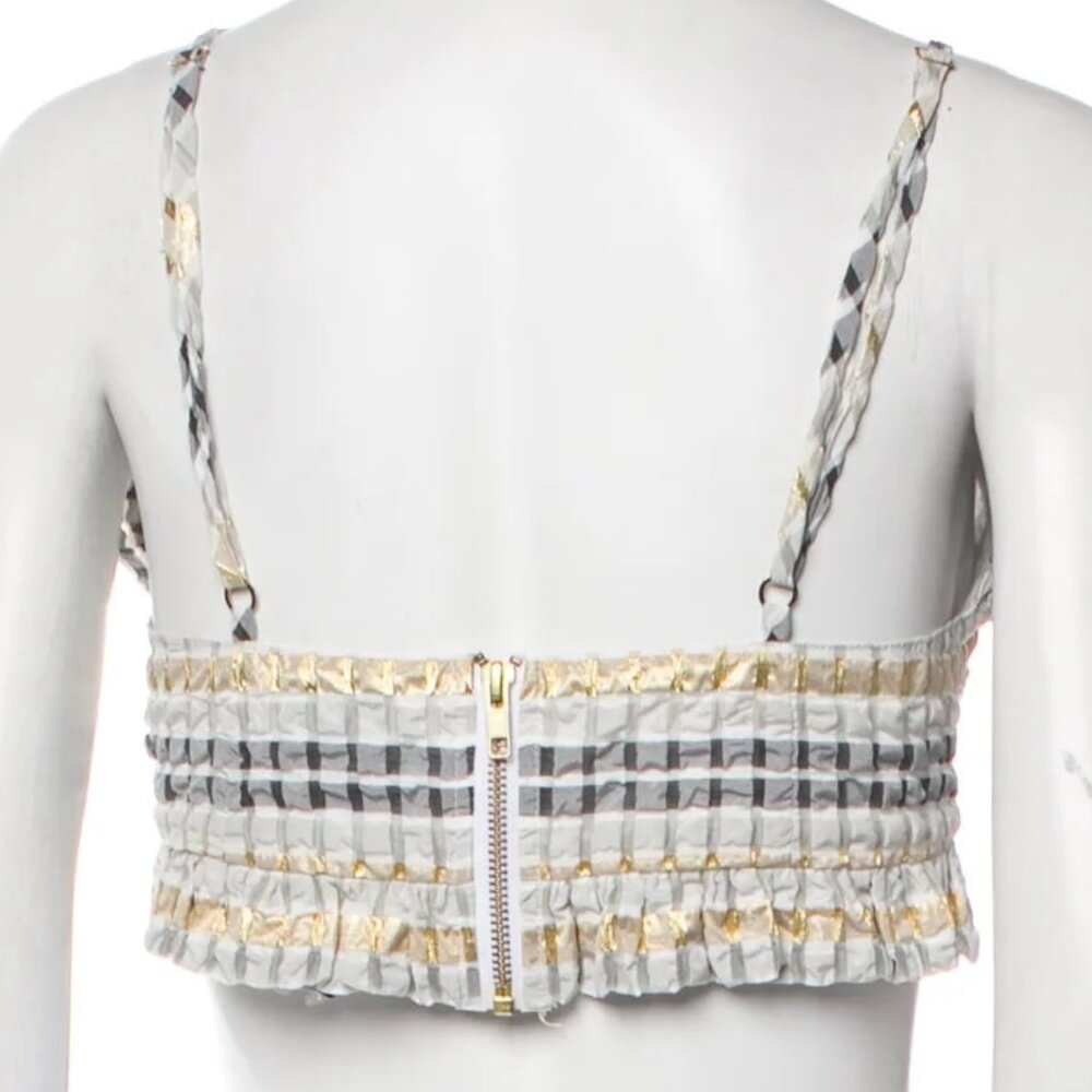 Autumn Adeigbo Smocked Gingham Crop Top View 3